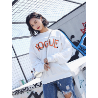 MolaLuna2018秋款新款印花撞色休闲套头卫衣女士