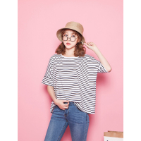 MolaLuna2018夏季新品条纹印花T恤女士