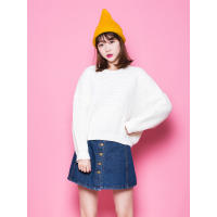 MolaLuna2018秋季套头女士宽松韩版纯色套头针织衫毛针织衫