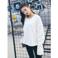 MolaLuna2018秋冬新品韩版系带宽松街头套头卫衣女士