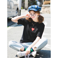 MolaLuna2018秋季常规款女士新品韩版印花清新短袖T恤女