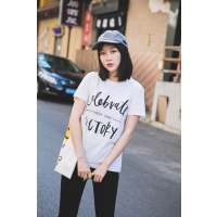 MolaLuna2018夏季常规款韩版字母印花短袖T恤女士