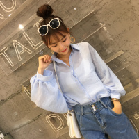 MolaLuna2018春秋女士百搭宽松七分袖衬衫 女