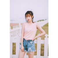 MolaLuna2018夏季新品字母印花小清新T恤女士