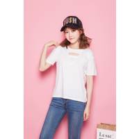 MolaLuna2018夏季常规款女士新品韩版百搭镂空短袖T恤女