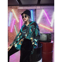 MolaLuna街头韩潮印花个性宽松百搭衬衫