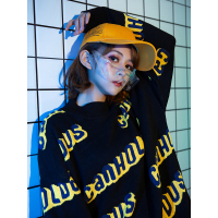 MolaLuna宽松满版提花掉肩女式针织衫半高领套头毛衣潮