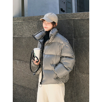 格子棉服外套女冬装2018新款韩版棉袄加厚面包服棉衣冬季潮