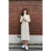 韩版高领打底针织连衣裙女秋装2018新款直筒毛衣裙中长款