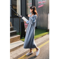 2018新款显腿长黑色显瘦针织连衣裙女打底毛衣裙