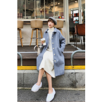 2018冬装新款百搭慵懒风长款毛呢外套流行呢大衣女潮