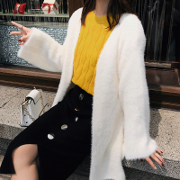 2018秋冬新款韩版高腰修身包臀排扣针织半身裙女