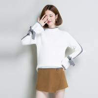 韩版休闲百搭系带女款针织衫