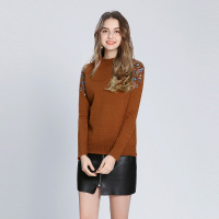 韩版半高领打底套头绣花针织衫毛衣