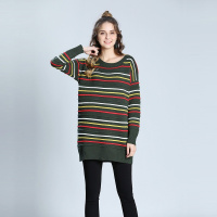 百搭简约条纹拼色针织上衣