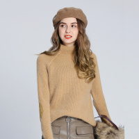 简约百搭贴布高领套头纯色打底毛衣针织衫
