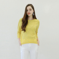 女款春装圆领纯色简约宽松百搭针织衫