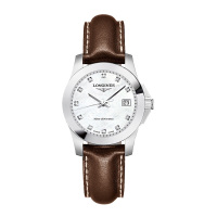 浪琴（LONGINES）征服系列瑞士石英表女休闲L3.376.4.87.5女腕表白色皮革29.5mm