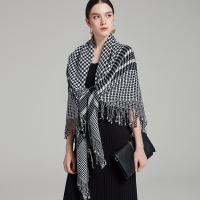 WILLIAM&KATE羊毛千鸟格围巾女冬季英伦风格子围脖百搭港风长款披肩