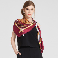 WILLIAM&KATE（威廉凯特）品牌真丝丝巾女桑蚕丝围巾披肩围脖绑包时尚印花手工边110大方巾