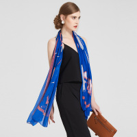 WILLIAM&KATE（威廉凯特）真丝丝巾桑蚕丝围巾女夏季沙滩防晒披肩长款围巾两用丝绸缎面长丝巾