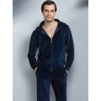 爱帝秋冬男式天鹅绒休闲运动带帽家居服套装