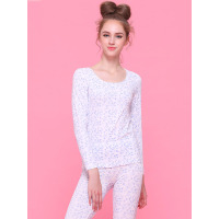 爱帝女士秋冬水墨馨香印花基础薄款保暖内衣秋衣秋裤套装