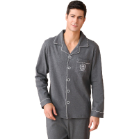 爱帝春夏新品男式全棉长袖长裤家居服睡衣套装