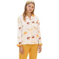 爱帝春夏新品女式卡通印花长袖长裤家居服套装