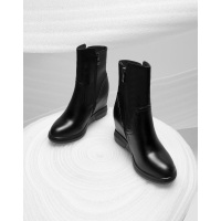 白鳕儿冬季欧美修面皮中筒圆头超高跟内增高侧拉链日常时尚女士靴子