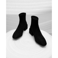 白鳕儿冬季欧美磨砂骑士靴短筒圆头中跟细跟套筒女士靴子