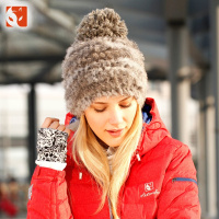 快乐狐狸（ActionFox）毛线帽女韩版大毛球兔毛帽子女士护耳帽2778