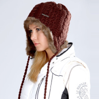 快乐狐狸（ActionFox）素色毛绒针织护耳帽冬季保暖女士可爱保暖毛线帽3432