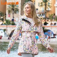 乐飞叶（LAFUMA）运动户外防水防风长款连帽印花登山服冲锋衣女LFJA9AS19