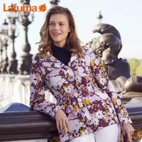 乐飞叶（LAFUMA）运动户外中长防风防泼水印花连帽流冲锋衣女LFJA8CF85