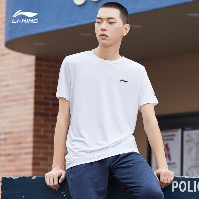 李宁（LI-NING）运动男子短袖T恤宽松时尚文化衫户外健身服训练系列ATSP103