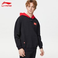 李宁（LI-NING）男款日进斗金印花连帽休闲运动卫衣AWDR019-1