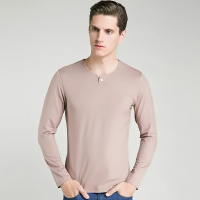 KAISER凯撒打底衫男式休闲圆领新款一粒扣长袖T恤