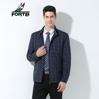 FORTEI富铤夹克男士春季流行时尚格子立领夹克外套
