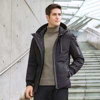 FORTEI富铤 羽绒服男装休闲短款连帽2018冬新款潮流帅气男士外套男