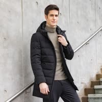 【反季清仓特价】KAISER凯撒 羽绒服男士中长款冬装中青年时尚休闲连帽加厚外套