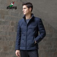 FORTEI富铤羽绒服男冬新款时尚简约基础短款纯色保暖白鸭绒男外套