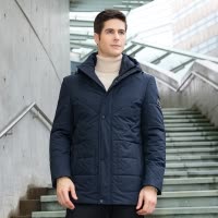 FORTEI富铤 棉服男士中长款2018冬装休闲时尚潮流棉衣男外套加厚棉袄男士带帽棉服