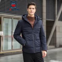 AEMAPE苹果 羽绒服男装短款连帽中青年2018冬装新款潮流帅气男士厚外套男
