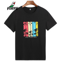 FORTEI富铤 男士短袖t恤夏季黑色短袖男休闲纯色打底衫男纯棉衣服