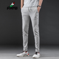 FORTEI富铤 亚麻裤男春夏季新款男士休闲弹力透气长裤系带修身男裤潮