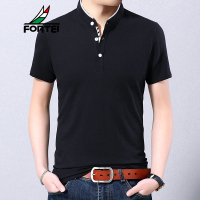 FORTEI富铤 短袖polo衫男士立领棉质青年t恤潮流纯色棉体恤半袖男装