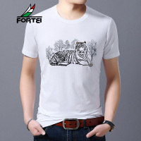 FORTEI富铤 短袖t恤男2019夏季圆领字母款男士休闲棉质弹力体恤半袖衣服潮拼款