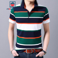 AEMAPE苹果 短袖T恤男士夏季中青年条纹棉翻领薄款潮休闲免烫男短袖POLO衫。