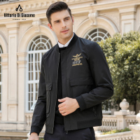 迪伽默 男士百搭时尚休闲绣花夹克外套秋季新品